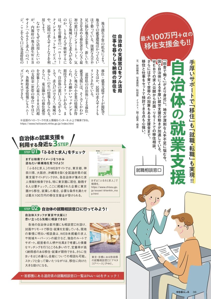 田舎暮らしの本 4月・5月合併号の自治体の就業支援